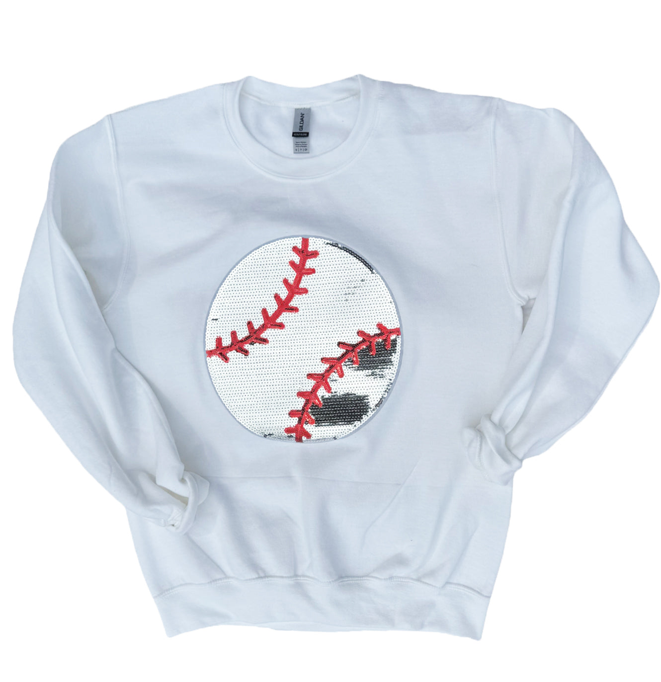 SW-6723 Baseball Sequin White Sweatshirt