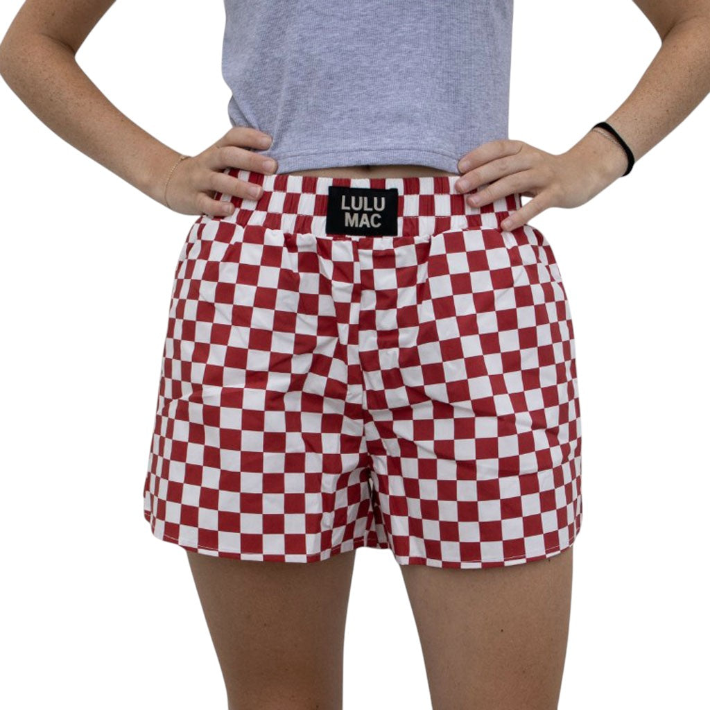BXCK-CARDINAL-CRIMSON WHITE CHECK BOXER SHORT
