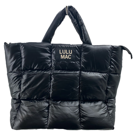MP-8273 Large Puffer Metallic Handbag- Matte Black