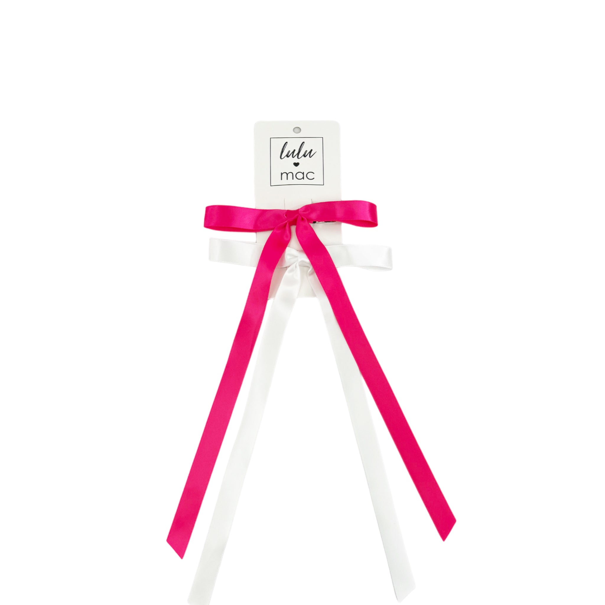 DDM-7656 Satin Mini Double Bow  Hot Pink/White