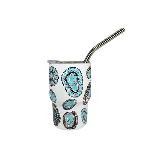 Mini- Mini 3 oz Morgan Tumbler White Concho