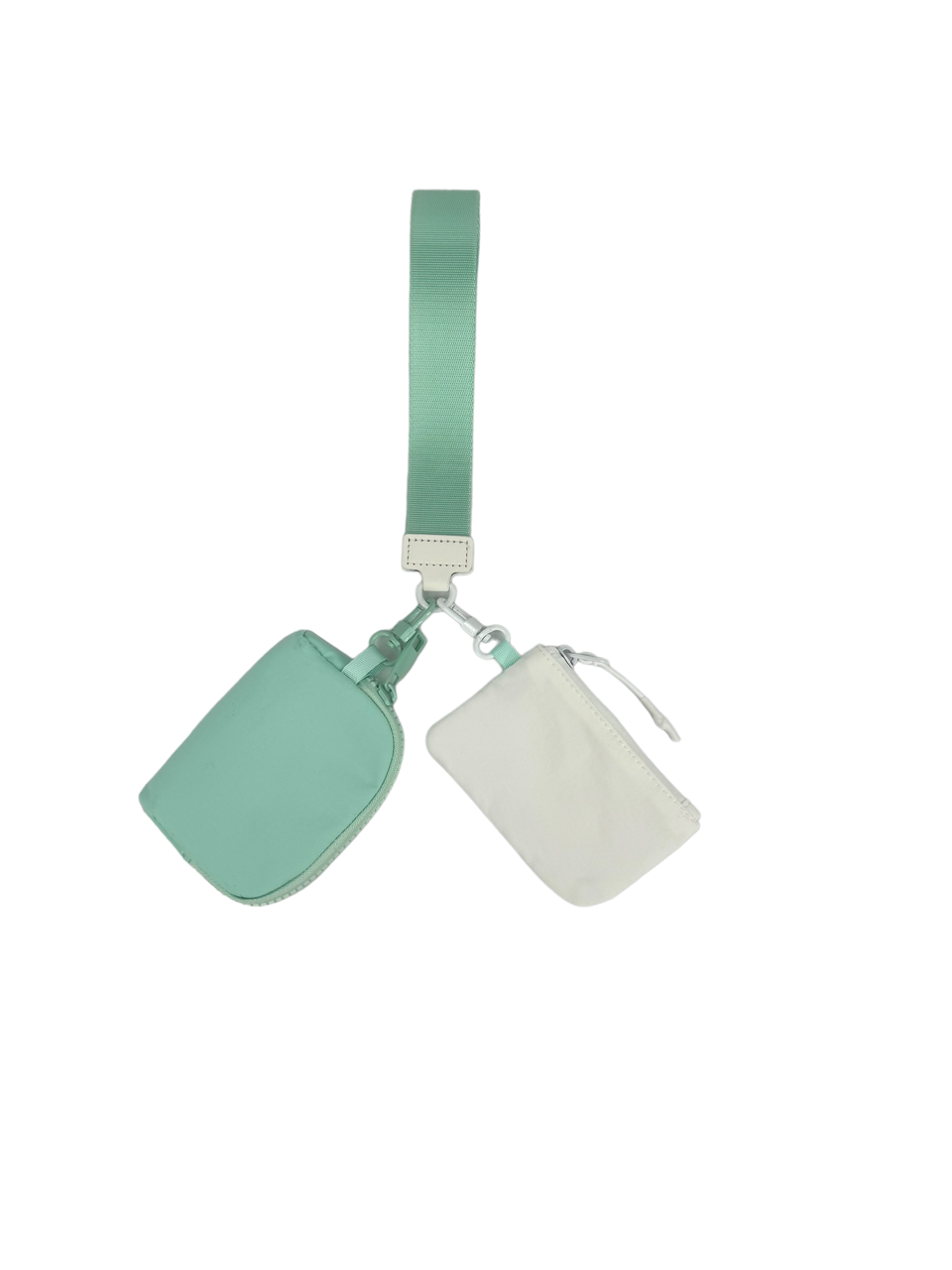 LL-4320 Wristlet Key Chain Double Pouch White Mint