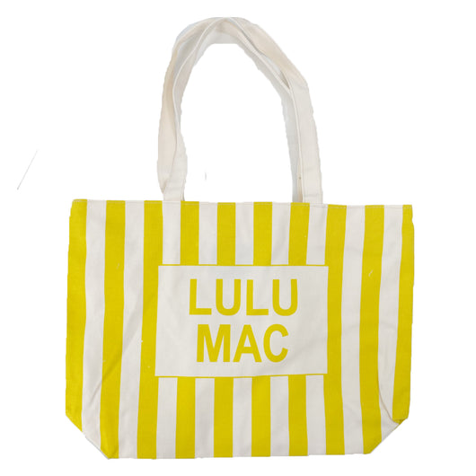 Lulu Mac Canvas Tote LM-BG-1002-Yellow/White Stripe