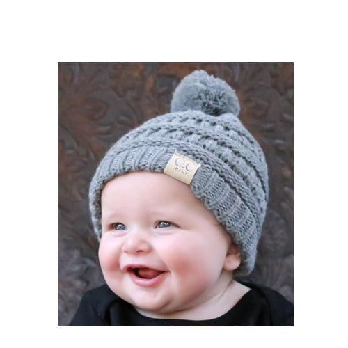 Baby-847 Light Melange Beanie with Pom