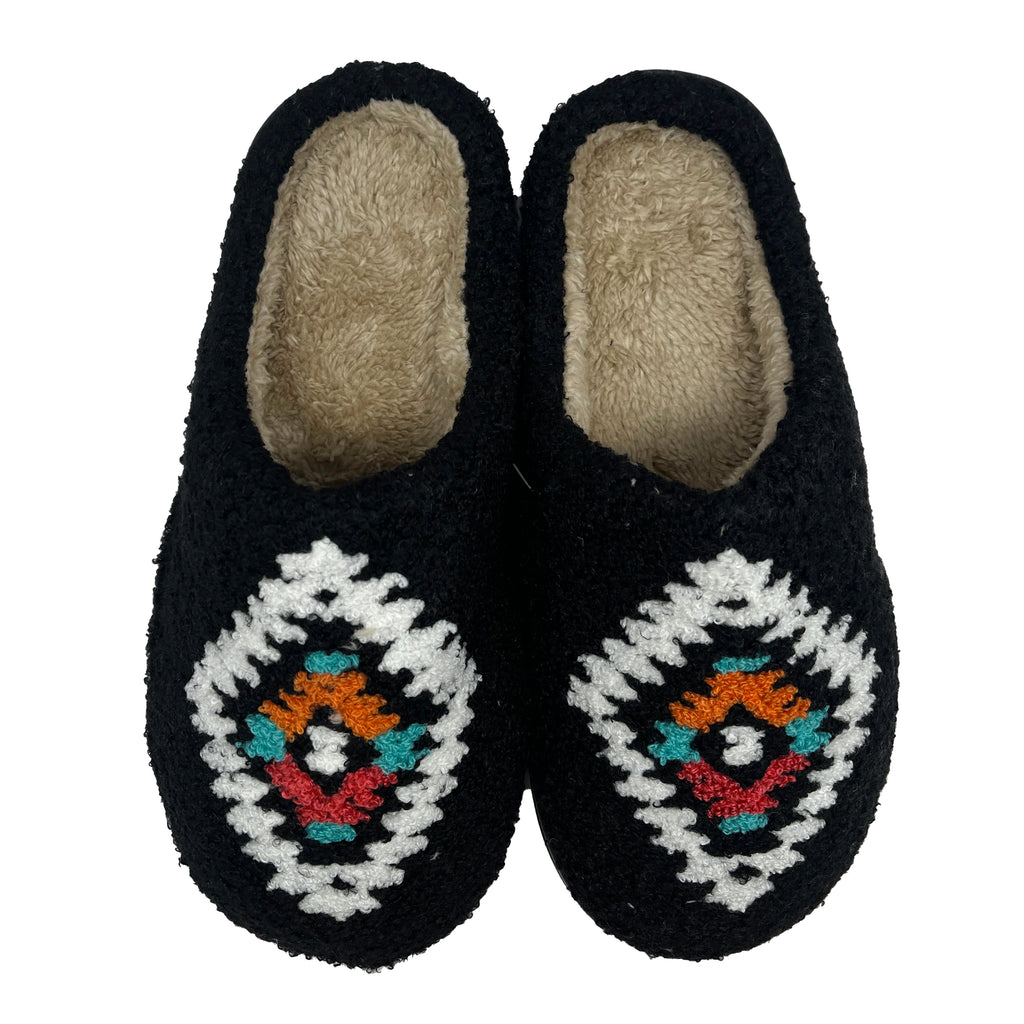 Black Elephant Aztec Pattern Print Premium Home Slippers