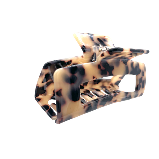 HCR-12M Large Rectangle Hair Clip-Leop Beige