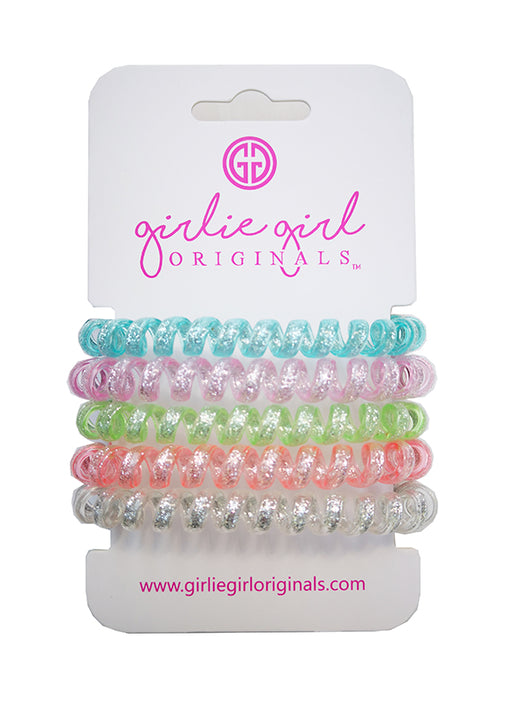 TC-GLITTER 16 LT Blue/White Telephone Cord Hair Ties