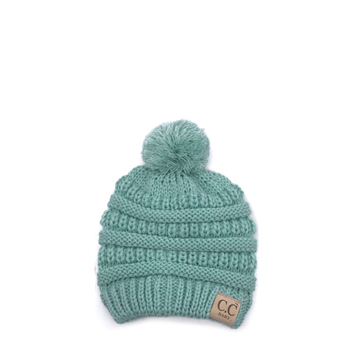 Baby-847 Mint Beanie with Pom