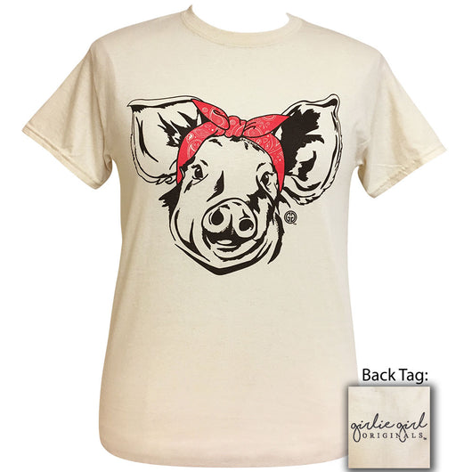 Paisley Bandana Pig Natural Short Sleeve Tee