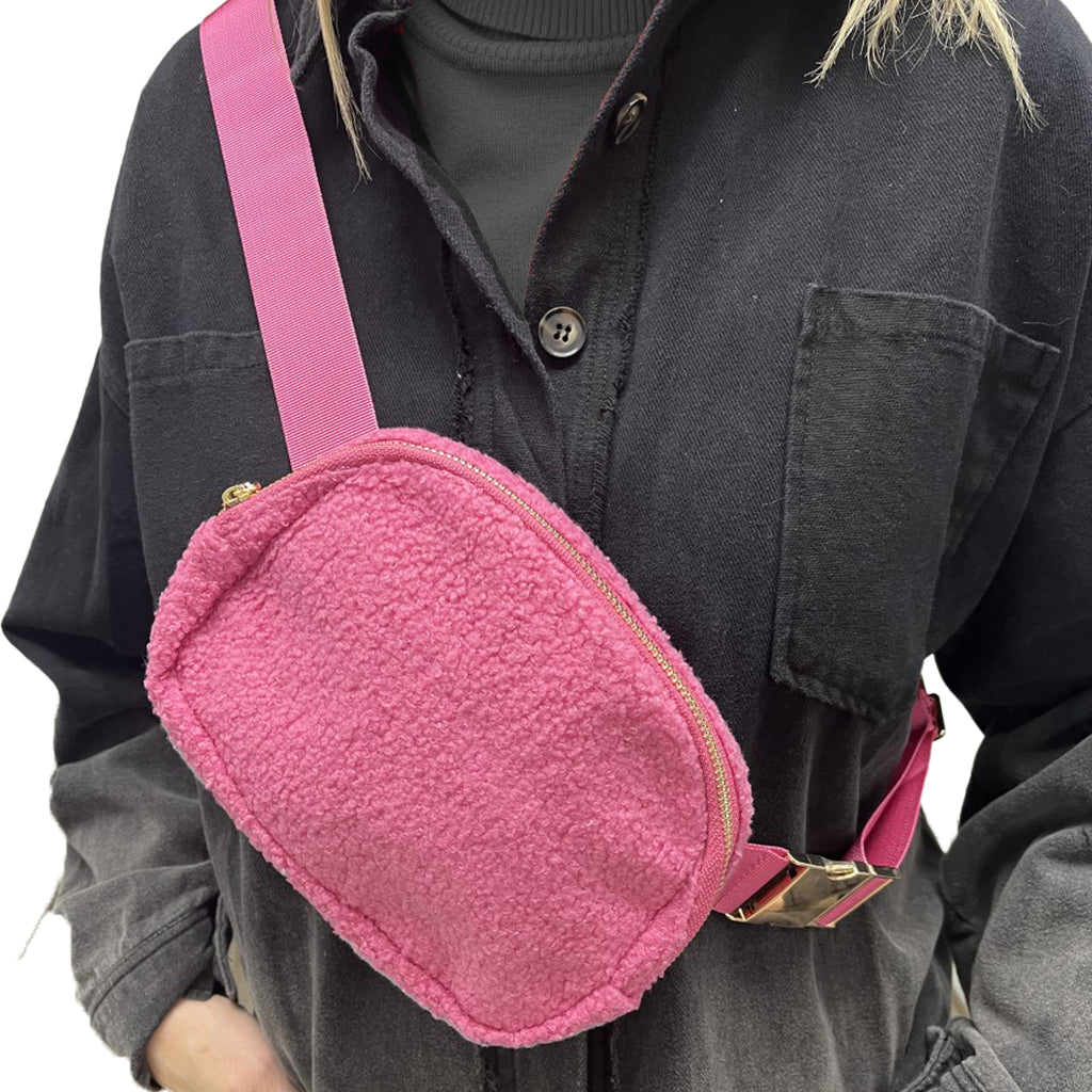 Red Sherpa Shoulder Sling Belt Bag