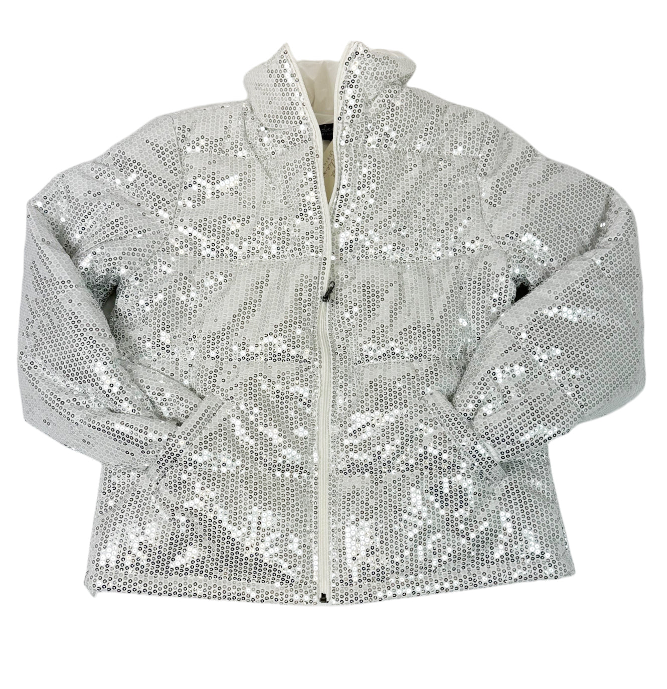 SQ-1999 White Sequin Zip Up Jacket