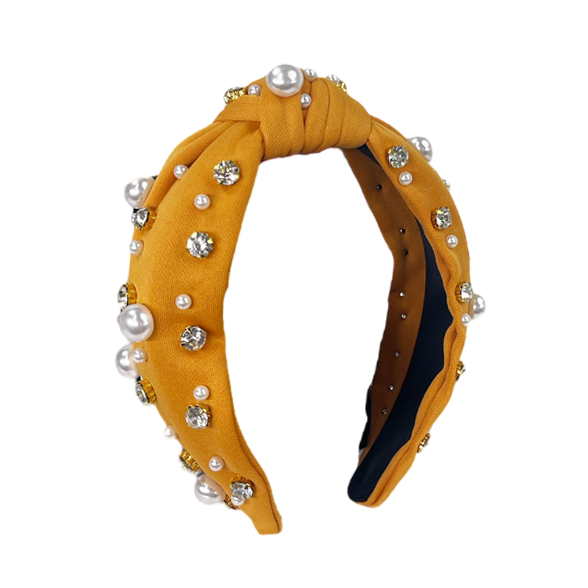 HB-9214 Pearl Top Knot Headband Orange