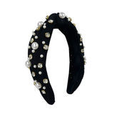 HB-9214 Pearl Top Knot Headband Black