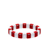 BR-RS-1002 Red/White Rhinestone Bracelet