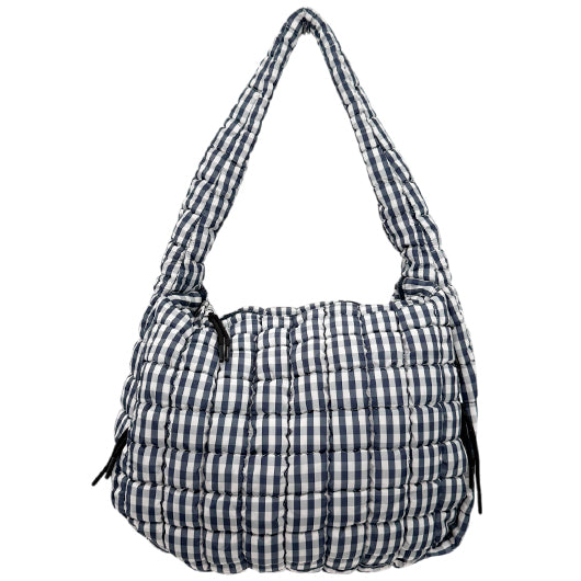 GZ-4171 Gingham Puffer Quilted Handbag Navy/White