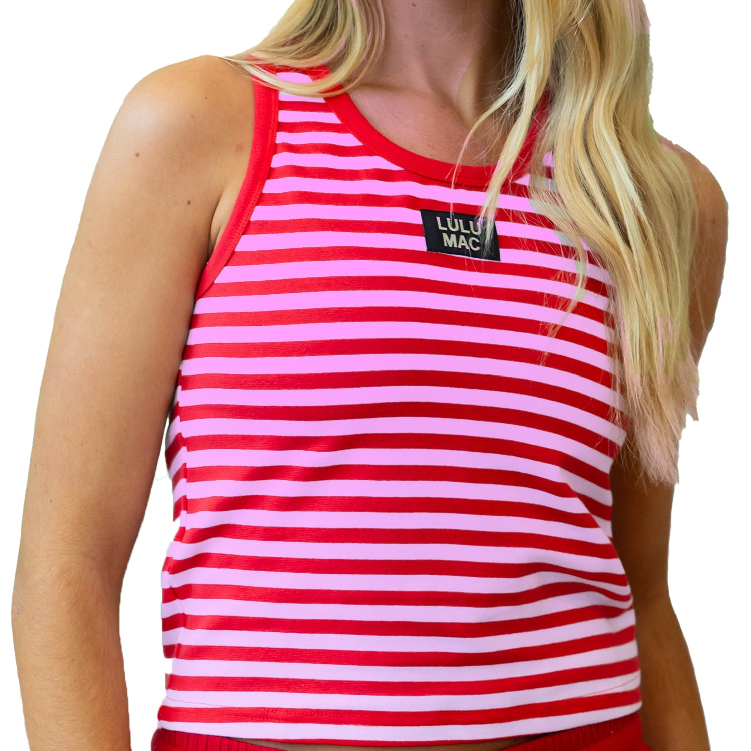 LM-STRIPE Tank-RED/PINK