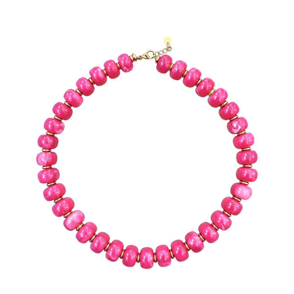 LM-NK-1006 BEADED NECKLACE - HOT PINK