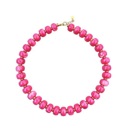 LM-NK-1006 BEADED NECKLACE - HOT PINK