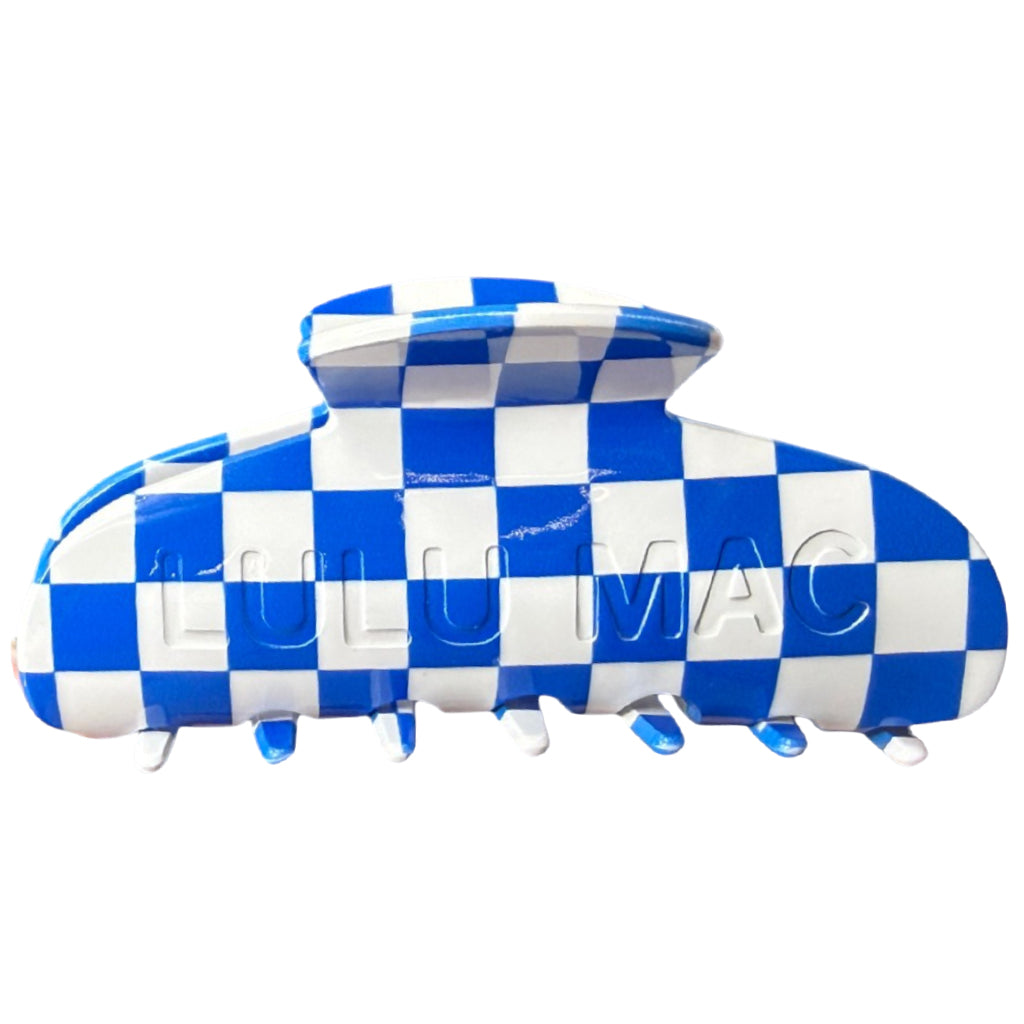 LULU MAC HAIR CLIPS LM-HR-1002 Checkered Royal/White