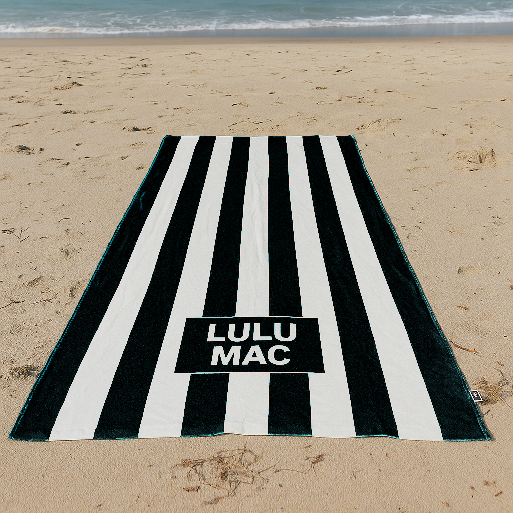 BT1413-Black Darby Beach Towel