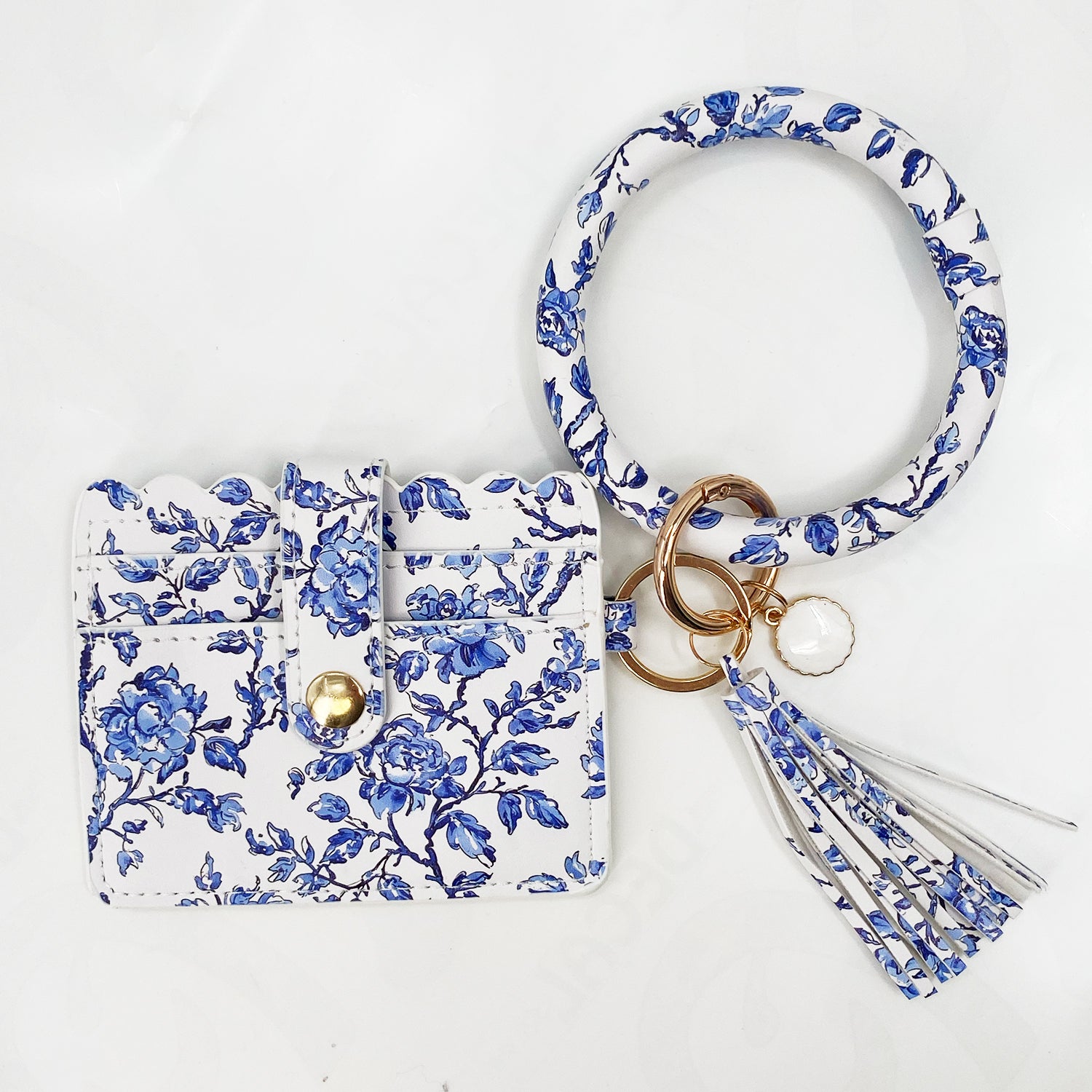 CL-7848 WRISTLET ID WALLET BLUE FLOWER