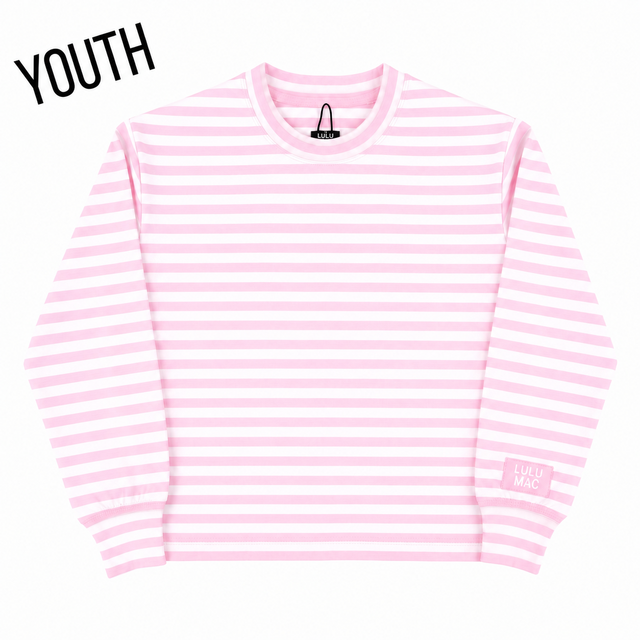 KD-MC-STRIPE MONOCHROME PATCH YOUTH LONG SLEEVE TOP-LIGHT PINK