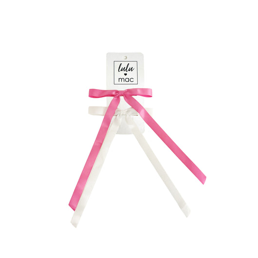 DDM-7656 Satin Mini Double Bow  Pink/White