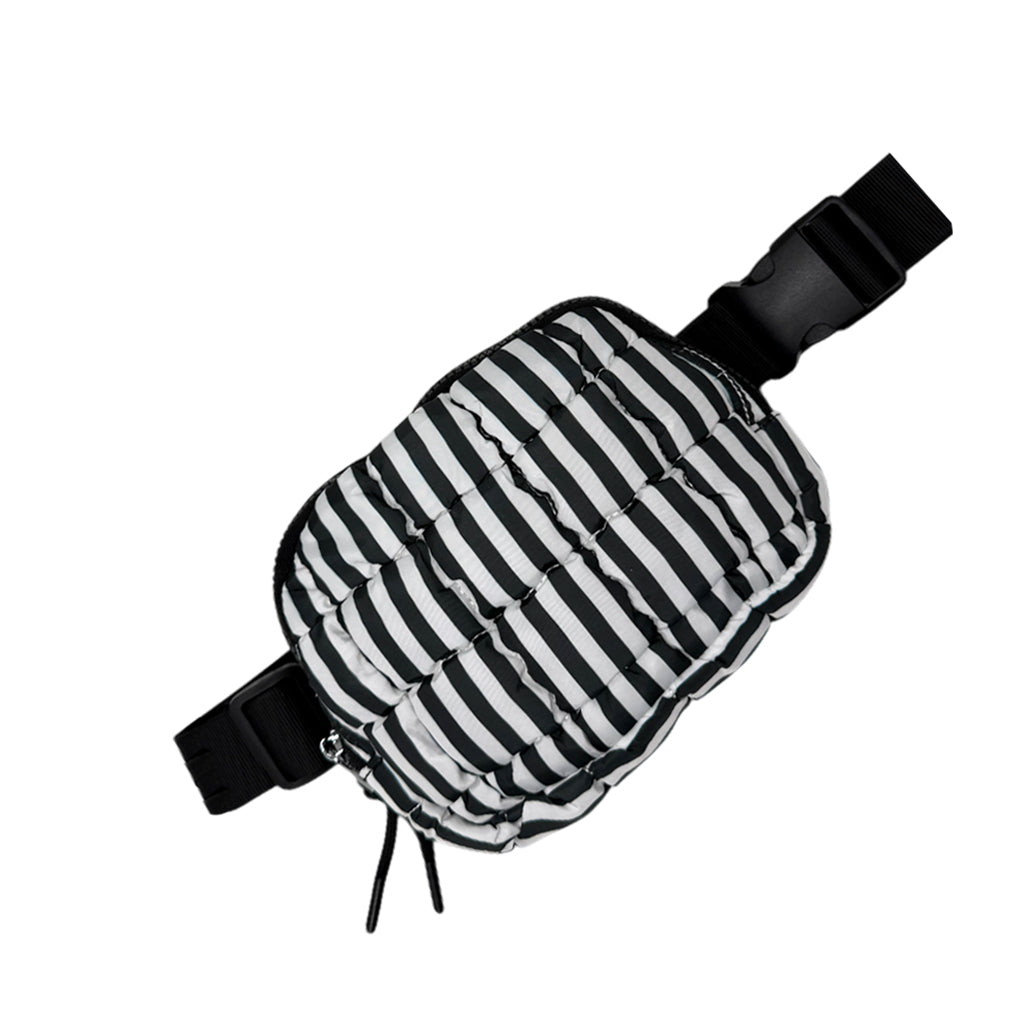 GZ-1511 Striped Puffer Quilted Belt Bag Black/White