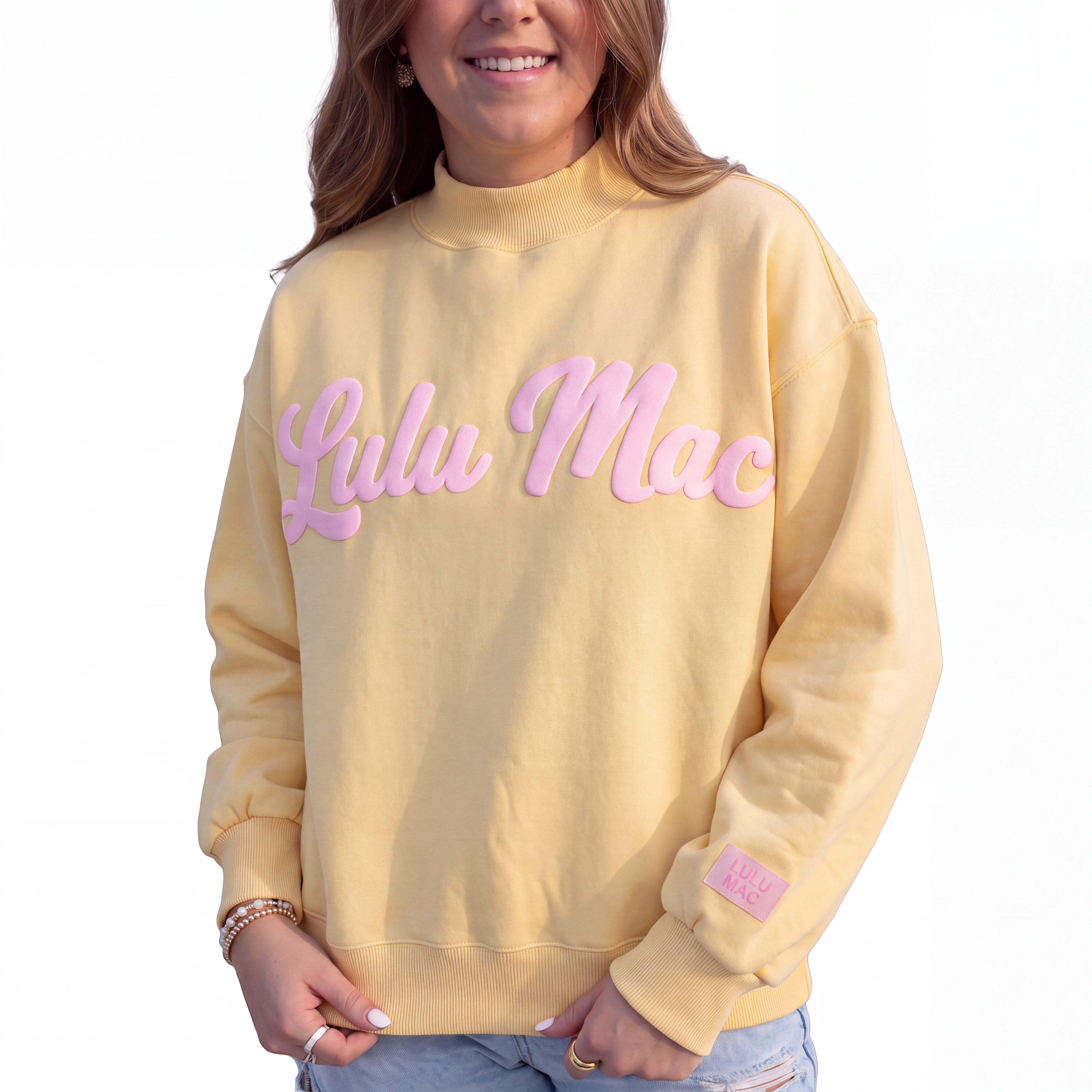 LM-SW-1020 Script Sweatshirt Butter/Light Pink