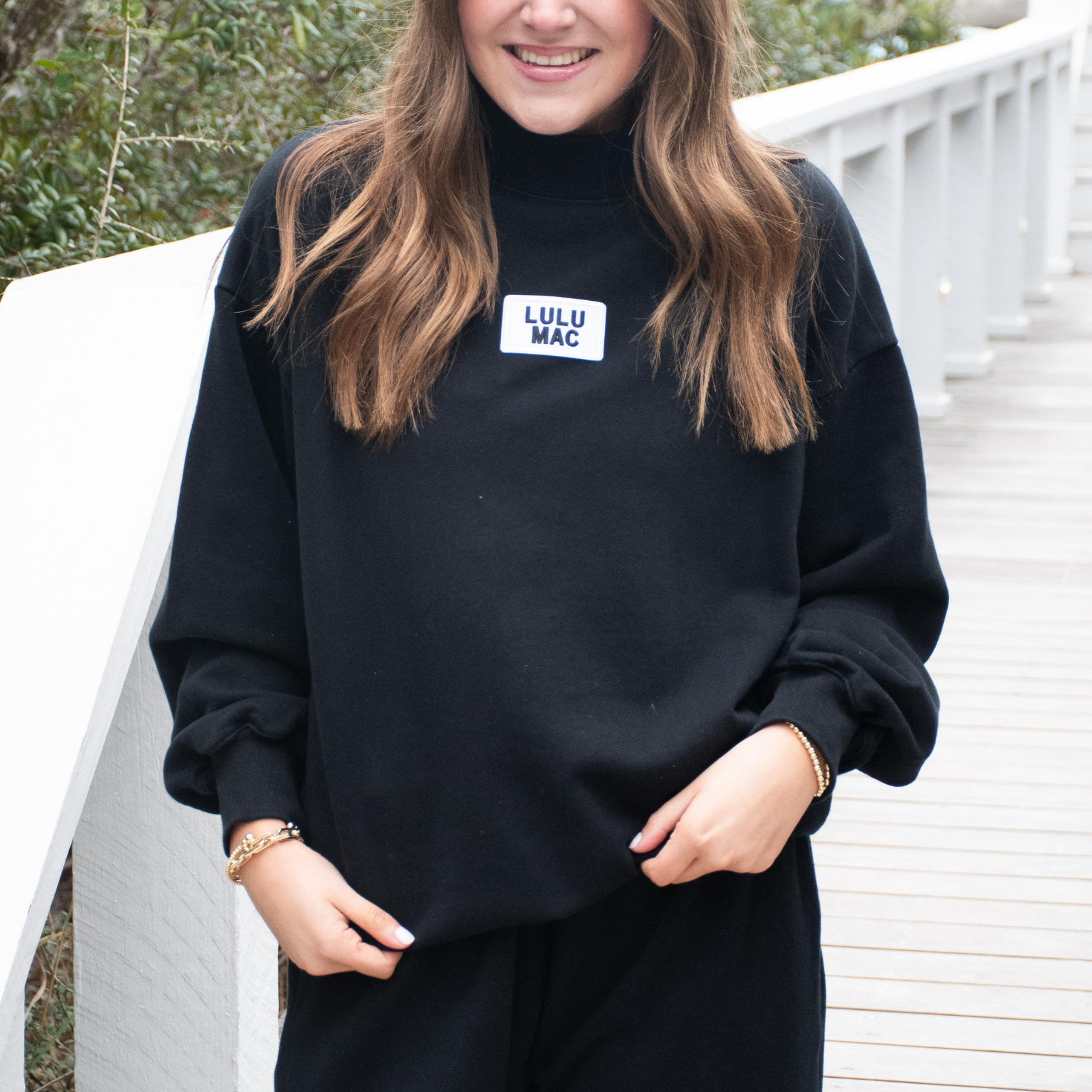 LM-TP-1001 LONGSLEEVE TERRY CLOTH TOP-BLACK