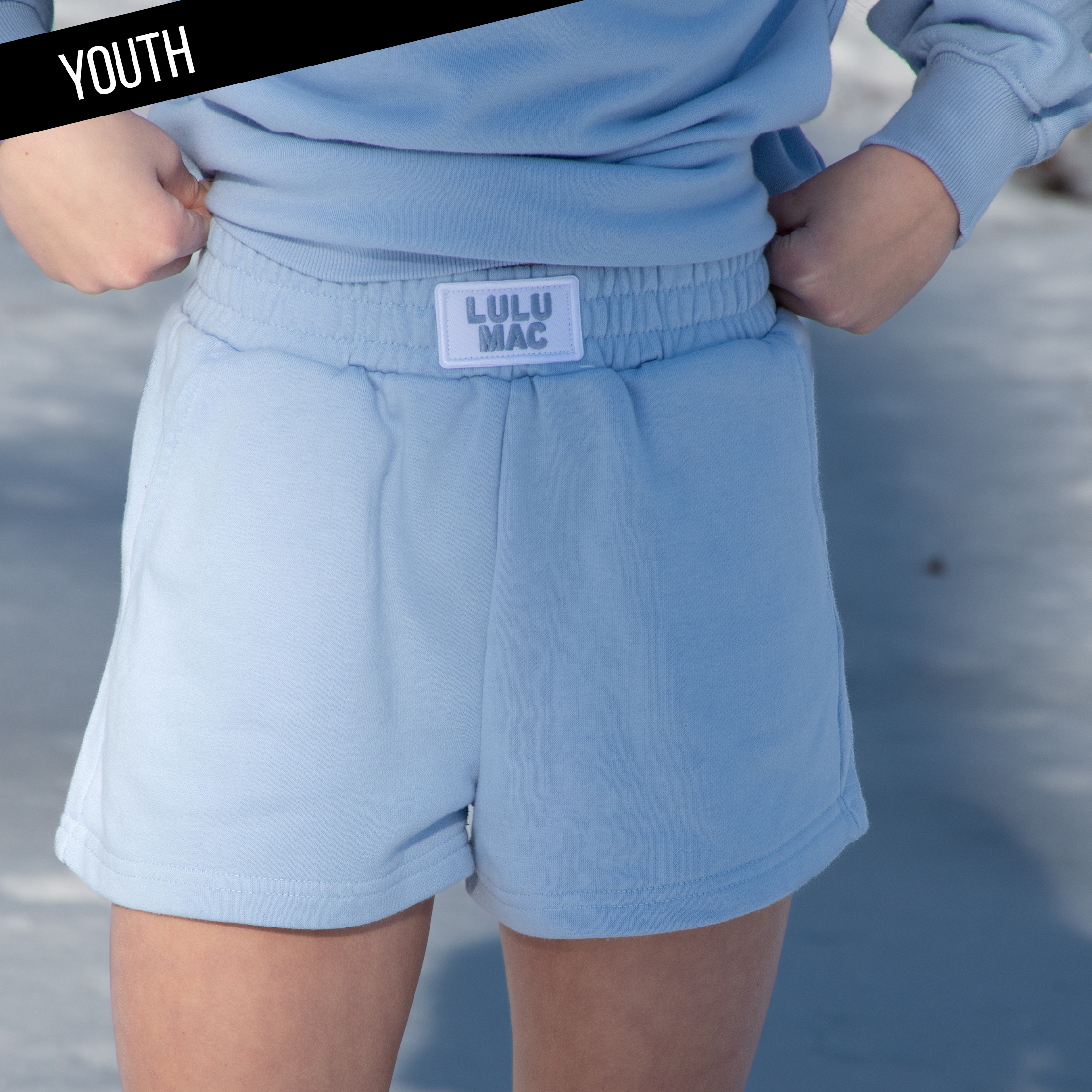 KD-SH-1001 KID TERRY CLOTH SHORTS -LIGHT BLUE