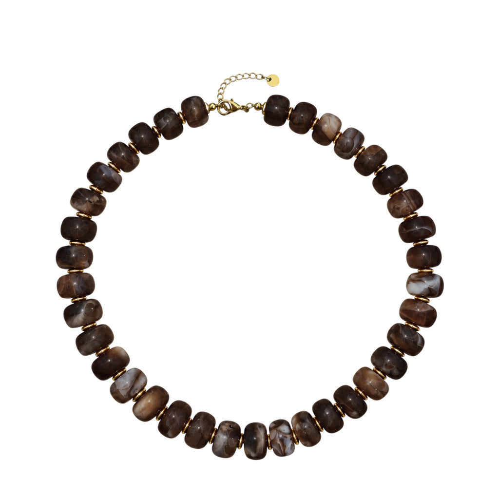 LM-NK-1006 BEADED NECKLACE - BROWN