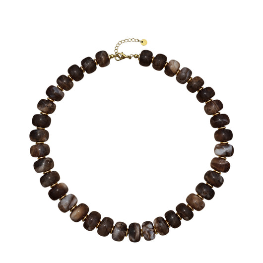 LM-NK-1006 BEADED NECKLACE - BROWN