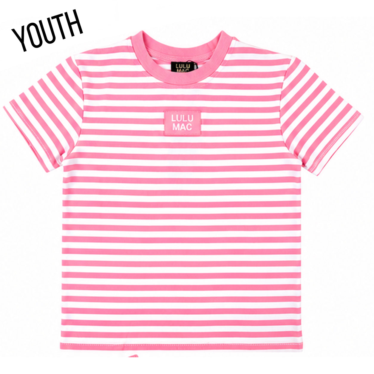 KD-MC-STRIPE MONOCHROME PATCH YOUTH BABY DOLL TOP-NEON PINK