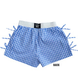 BB-4828 BUTTON BOW GINGHAM BOXER SHORTS LIGHT BLUE