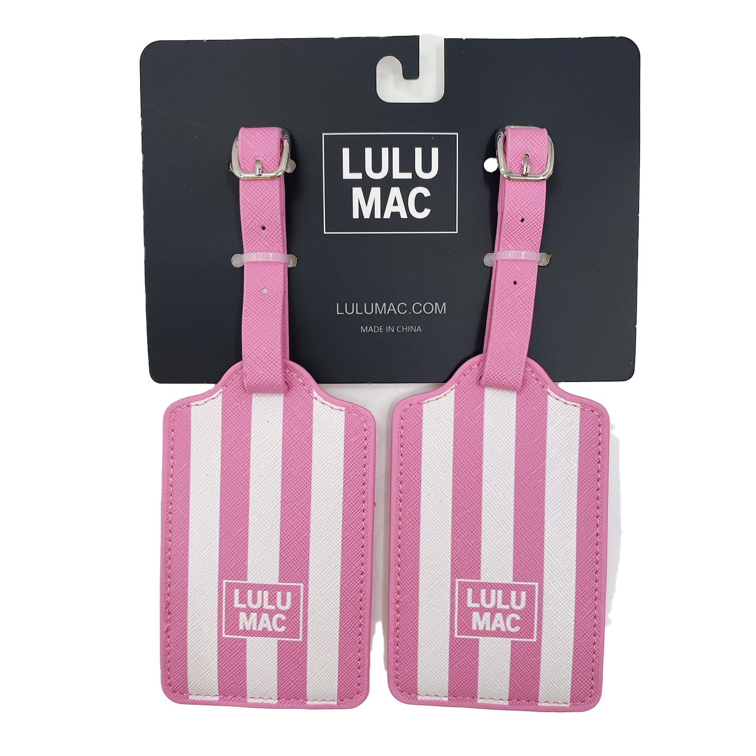 LTDS-BUGGLEGUM/WHITE STRIPE LUGGAGE TAG