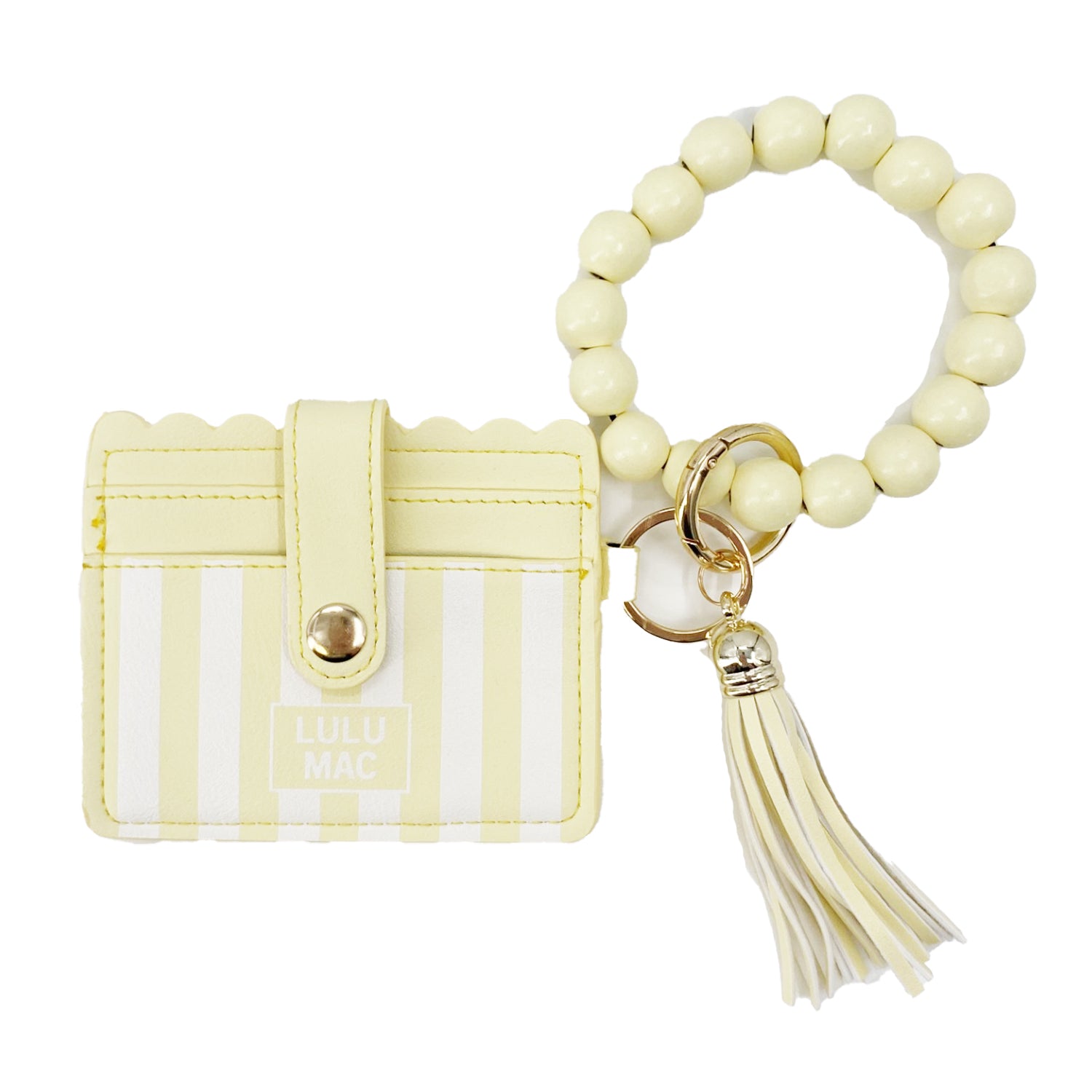 LM-7311 Beaded Wristlet ID Wallet Yellow Stripe Darby