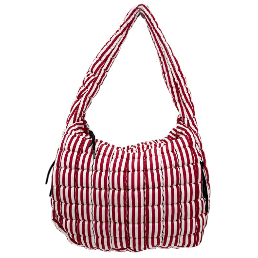 GZ-4171 Striped Puffer Quilted Handbag Red/White