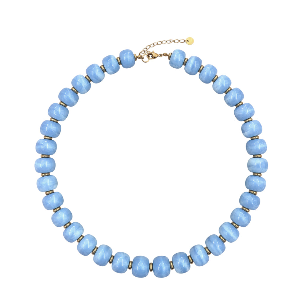 LM-NK-1006 BEADED NECKLACE - LIGHT BLUE