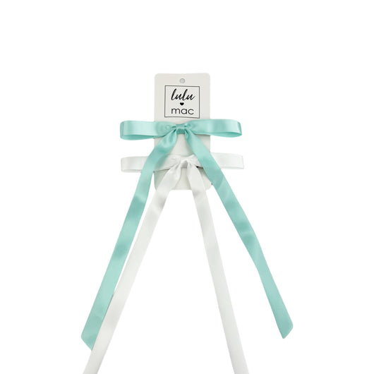 DDM-7656 Satin Mini Double Bow Mint/White