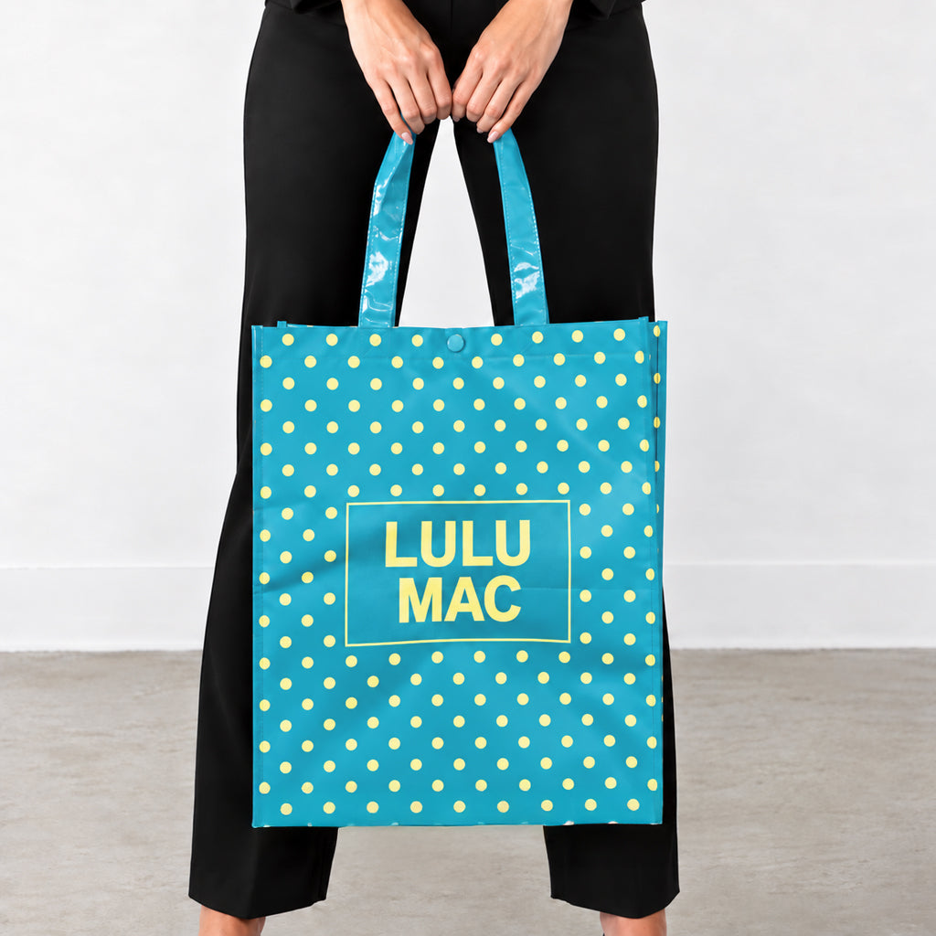 LM-BG-1004 REUSABLE TOTE -BLUE/YELLOW DOT