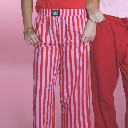 PAST- RED/PINK STRIPED PANT