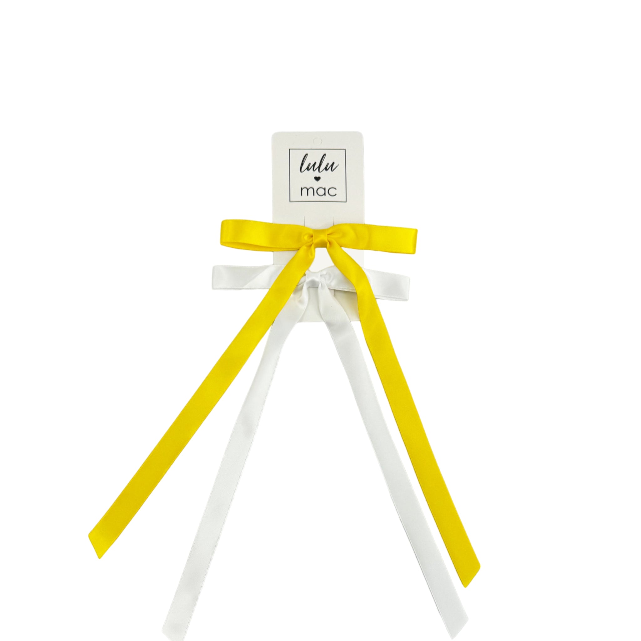 DDS-7656 Satin Mini Double Bow Yellow/White