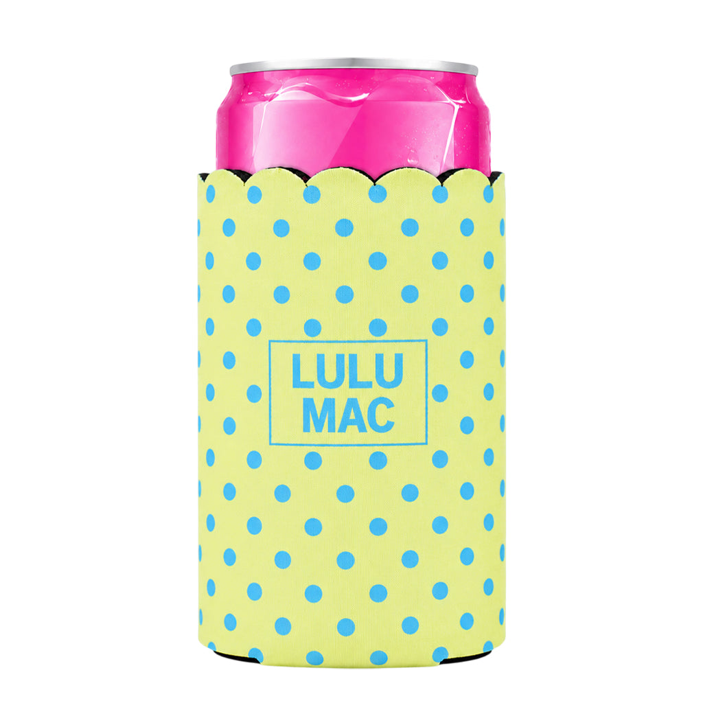 LM-SKZ-1005 Slim Can Koozie Yellow/Blue Dot
