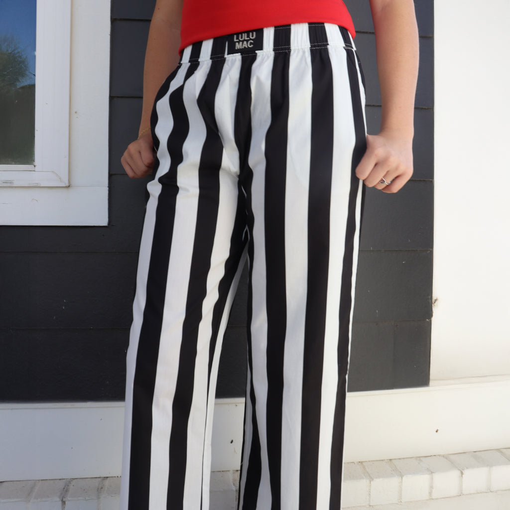 PADB- DARBY STRIPE PANT BLACK – Girlie Girl Wholesale