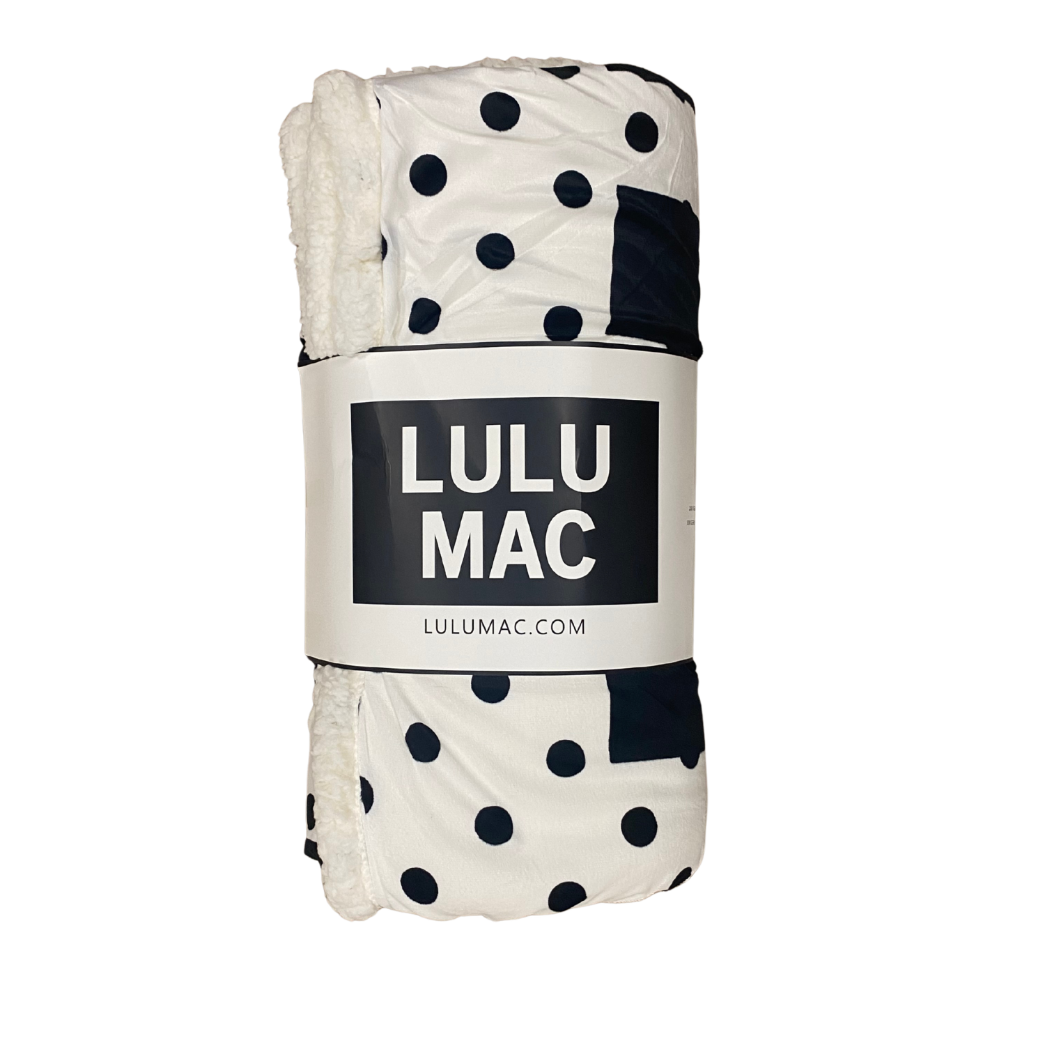 LM-BK-1002-PD LULU MAC BLANKET WHITE WITH BLACK DOTS