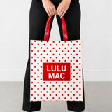 LM-BG-1004  REUSABLE TOTE - WHITE/RED DOT
