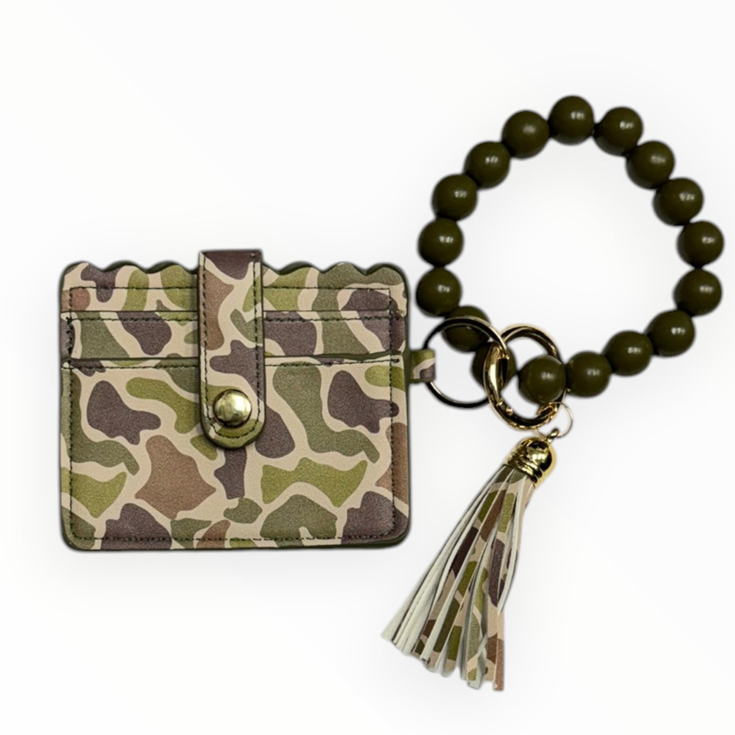 LM-7311 Beaded Wristlet ID Wallet Dark Camo