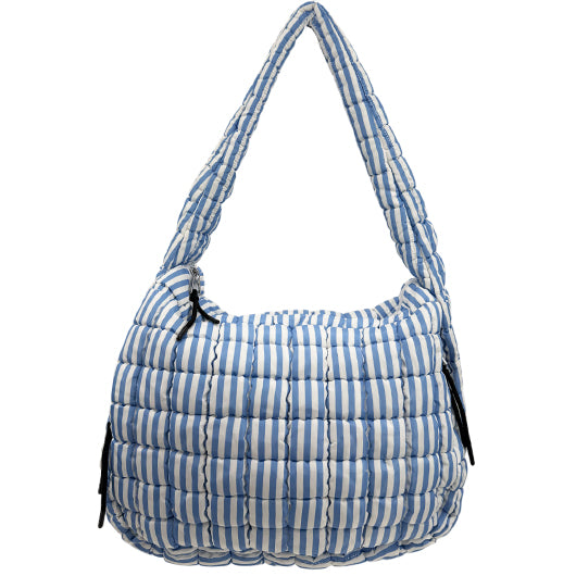 GZ-4171 Striped Puffer Quilted Handbag Light Blue/White