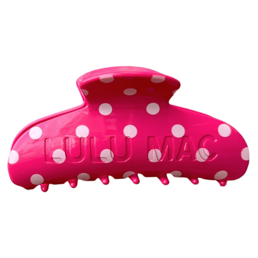 LULU MAC HAIR CLIPS LM-HR-1001-Hot Pink/White Dot